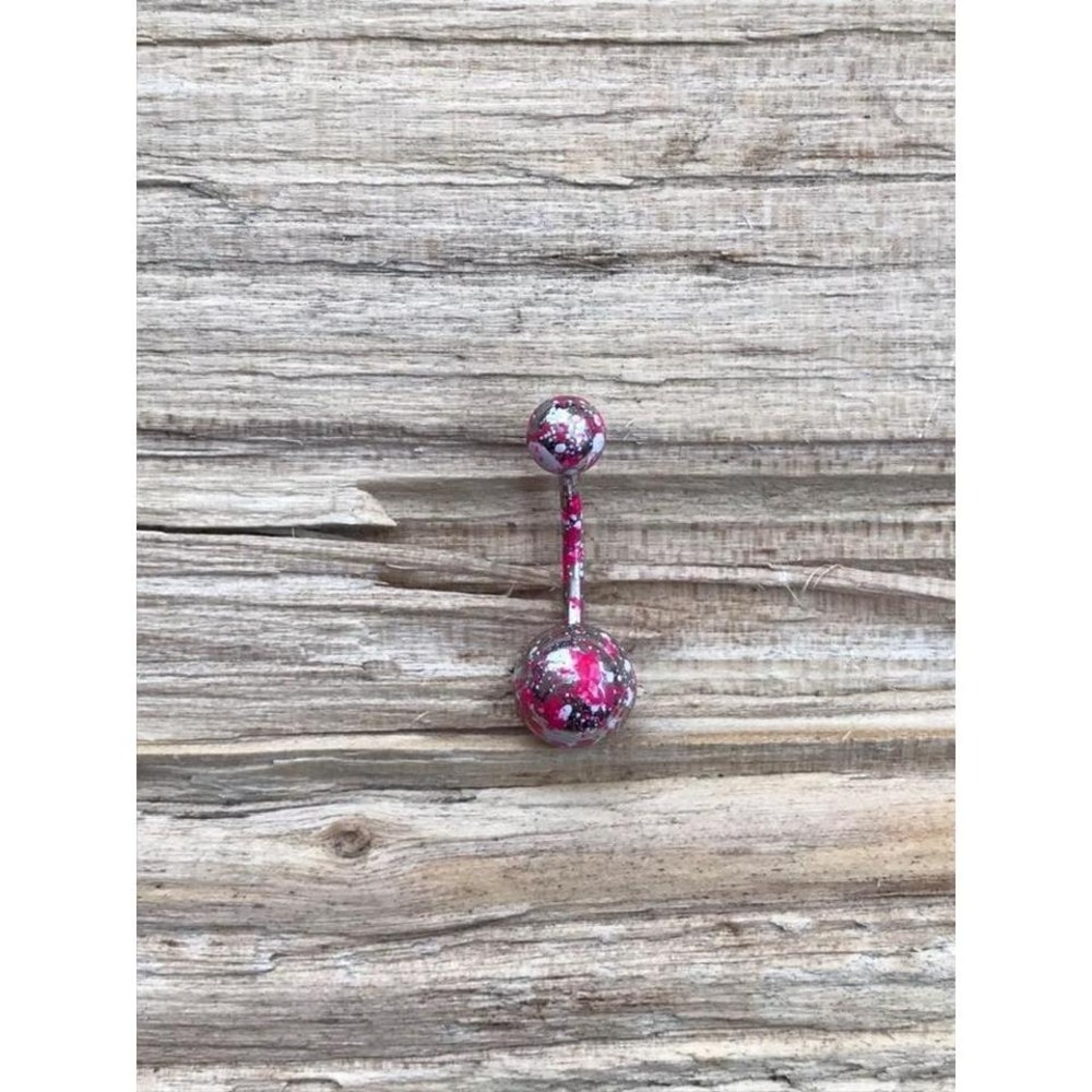 Pink Paint Splatter‎ Belly Button Ring